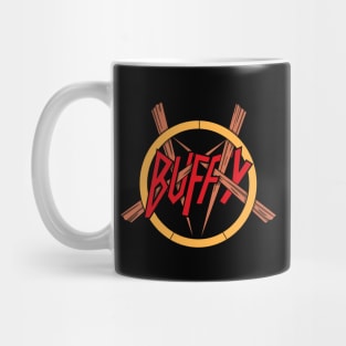 Vampire Slayer Heavy Metal Band Logo Parody Mug